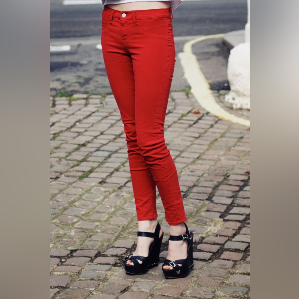 J Brand Bright Red Skinnies